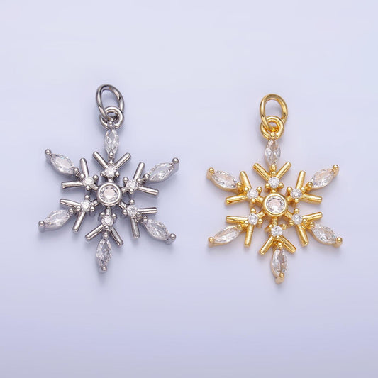 Dainty gold Filled Pave snow flake pendant charm, silver snowflake pendant charm for holiday gift Winter charm W445