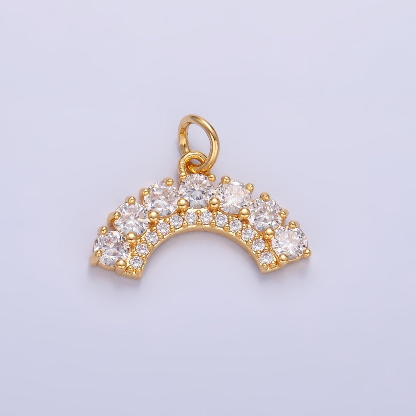 Clear Micro Pave CZ Rainbow Charm Curved Geometric gold filled charm | W419