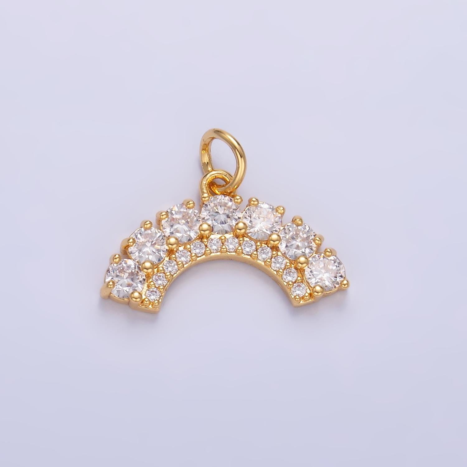 Clear Micro Pave CZ Rainbow Charm Curved Geometric gold filled charm | W419