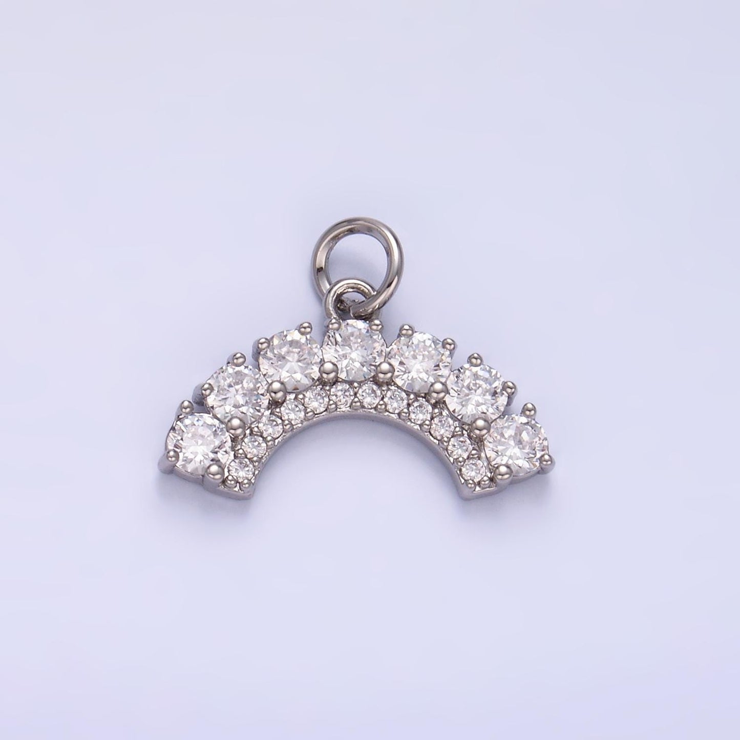 Clear Micro Pave CZ Rainbow Charm Curved Geometric gold filled charm | W419