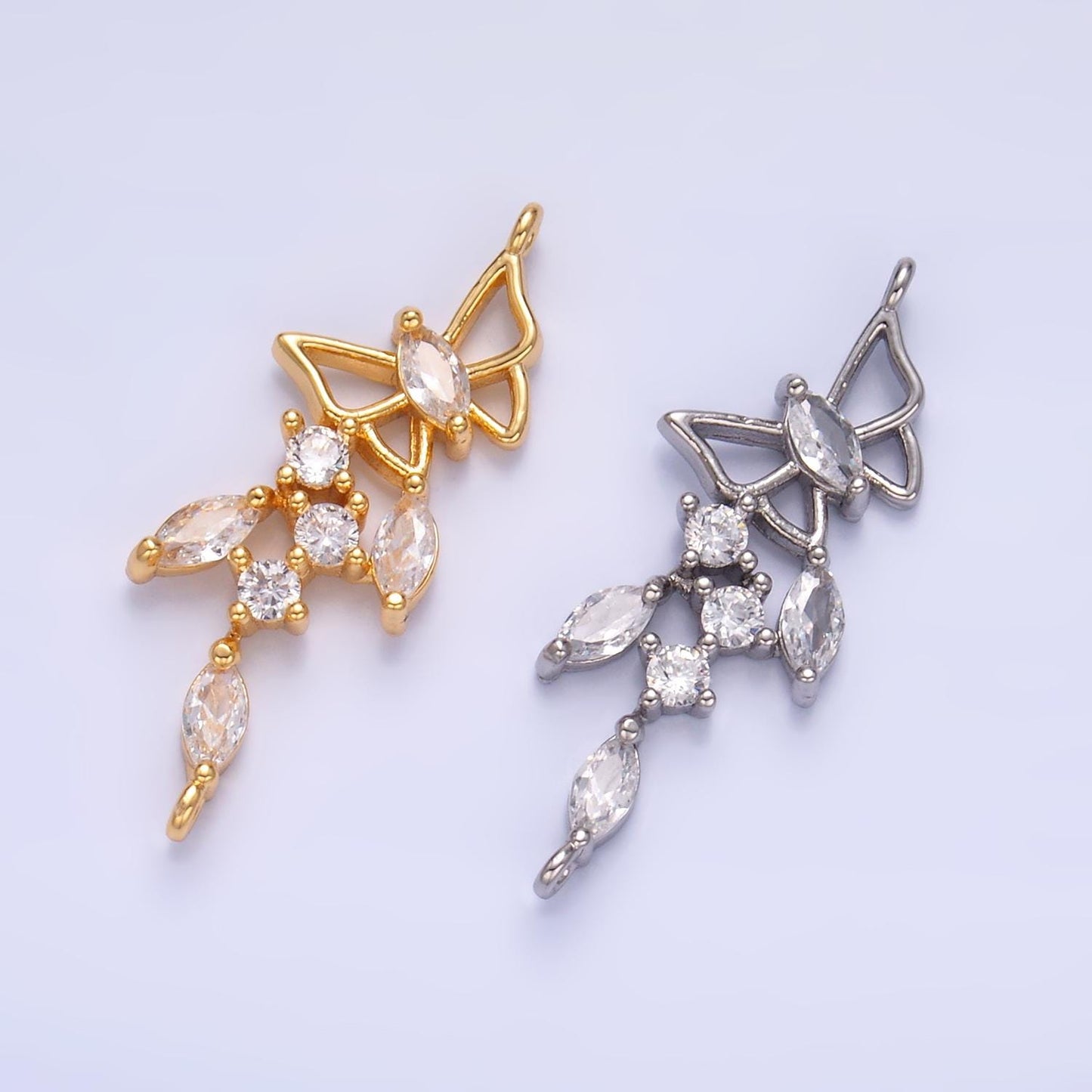 14K Gold Butterfly Connector - Dainty Link Connector- Cubic Mariposa Charm Connector- for Necklace Bracelet Component, G228