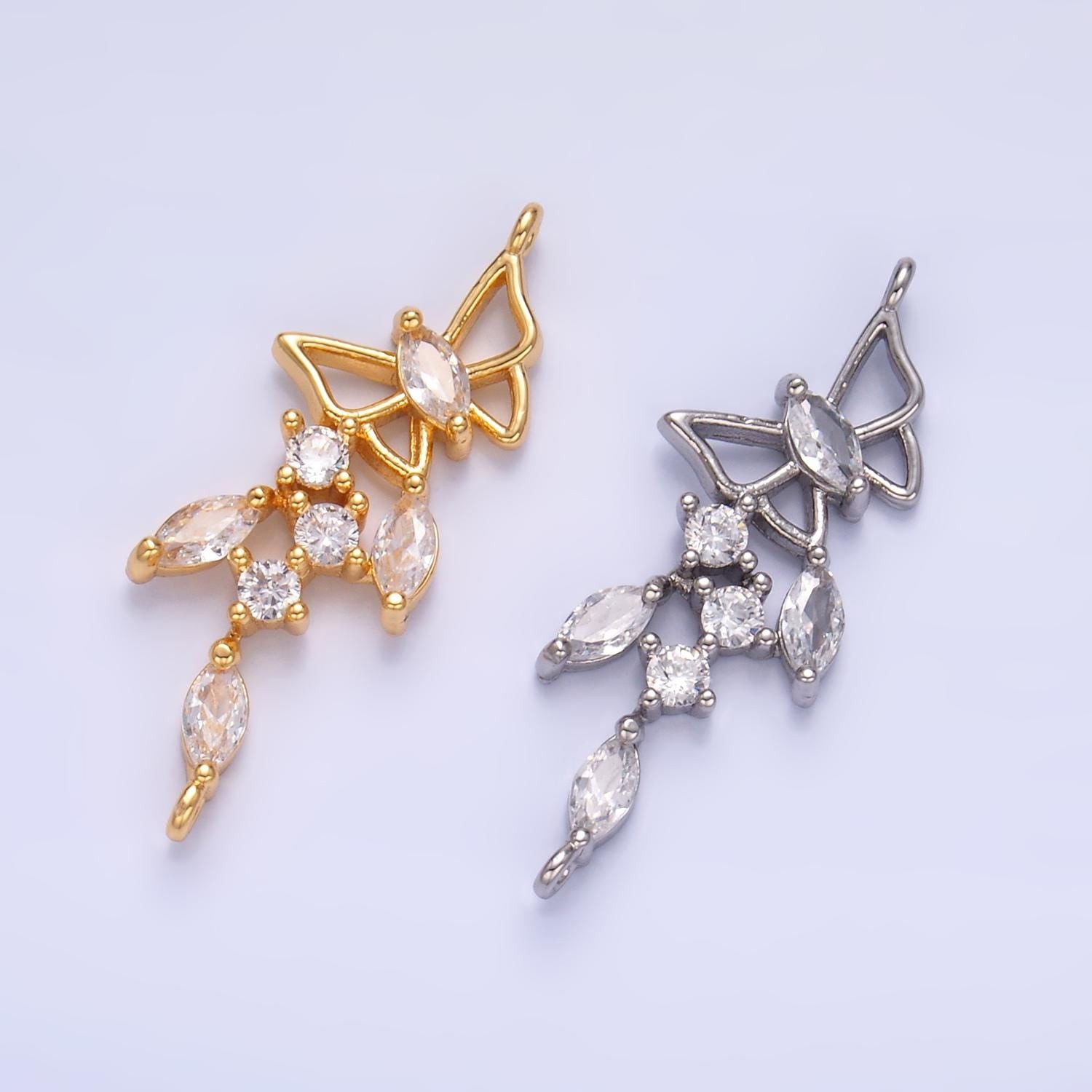 14K Gold Butterfly Connector - Dainty Link Connector- Cubic Mariposa Charm Connector- for Necklace Bracelet Component, G228