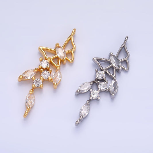 14K Gold Butterfly Connector - Dainty Link Connector- Cubic Mariposa Charm Connector- for Necklace Bracelet Component, G228