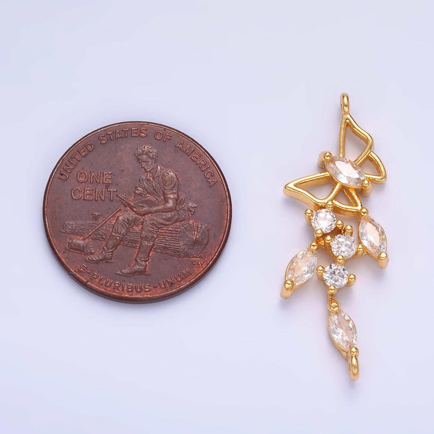 14K Gold Butterfly Connector - Dainty Link Connector- Cubic Mariposa Charm Connector- for Necklace Bracelet Component, G228