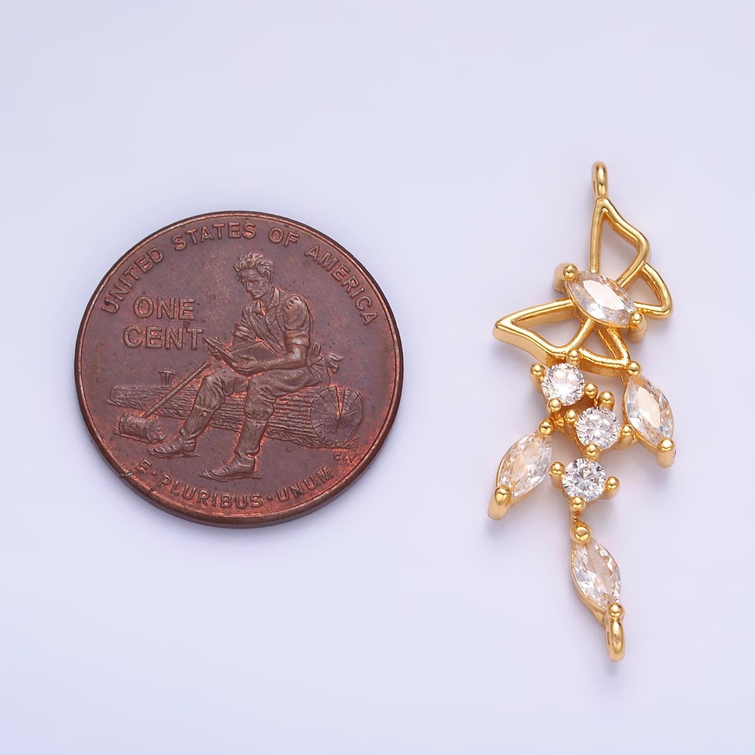 14K Gold Butterfly Connector - Dainty Link Connector- Cubic Mariposa Charm Connector- for Necklace Bracelet Component, G228