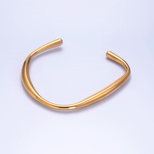 Gold Stainless Steel Bracelet Cuff Modern Minimalist Bracelet WA2737