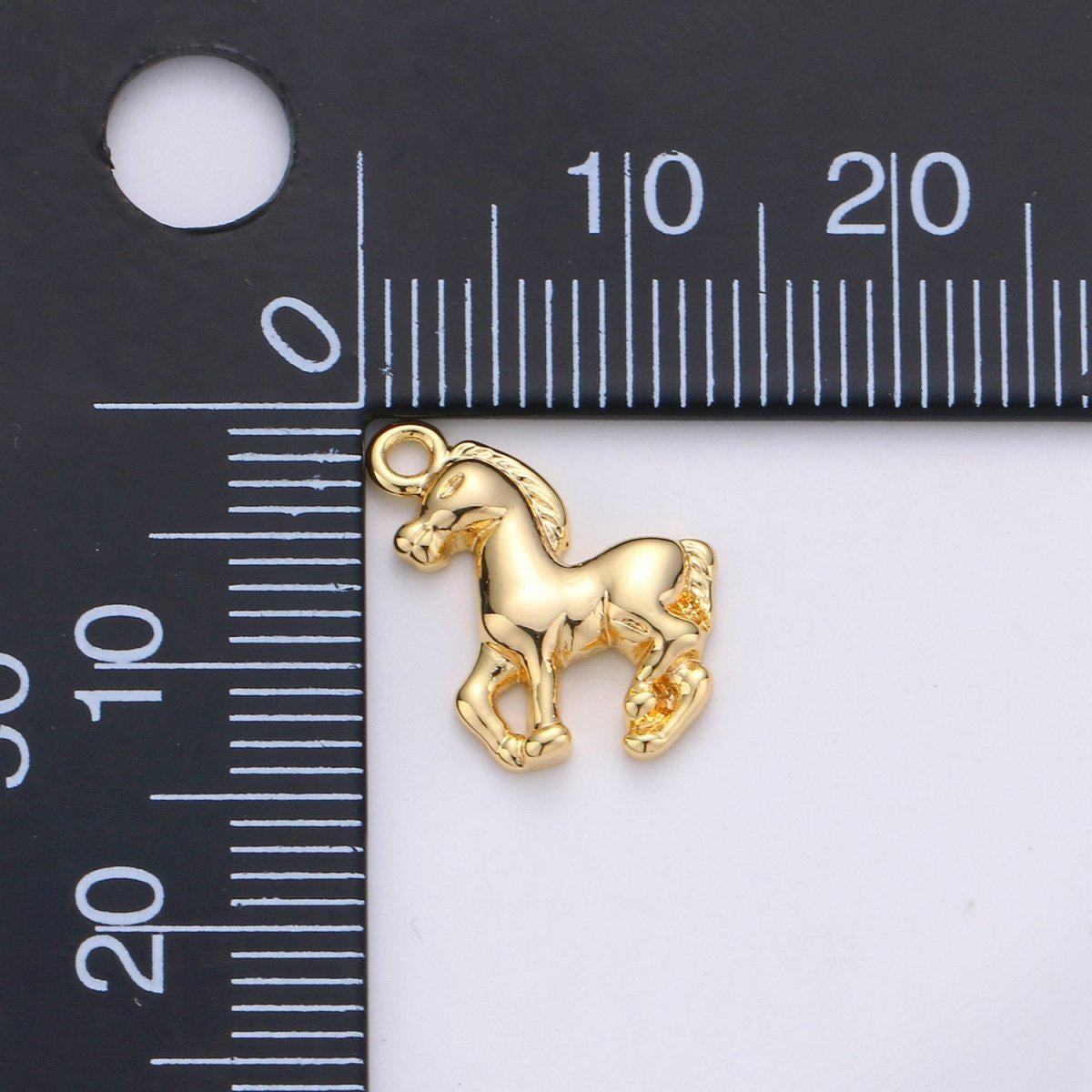Stallion Horse 24K Gold Filled Animal Charm for Necklace or Bracelet | C-892