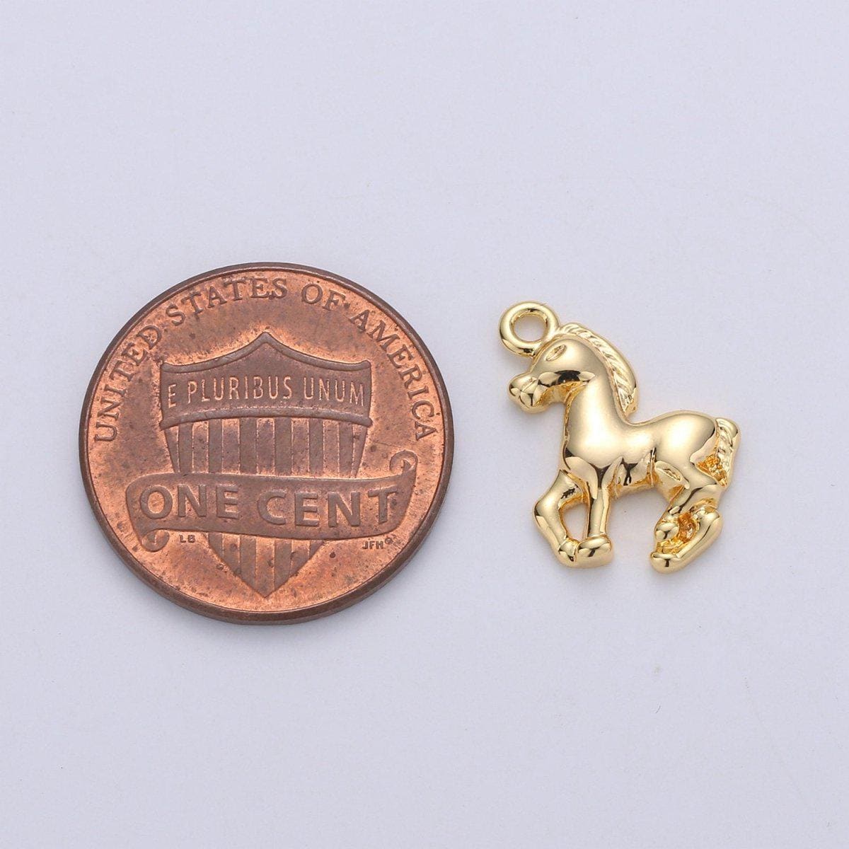 Stallion Horse 24K Gold Filled Animal Charm for Necklace or Bracelet | C-892