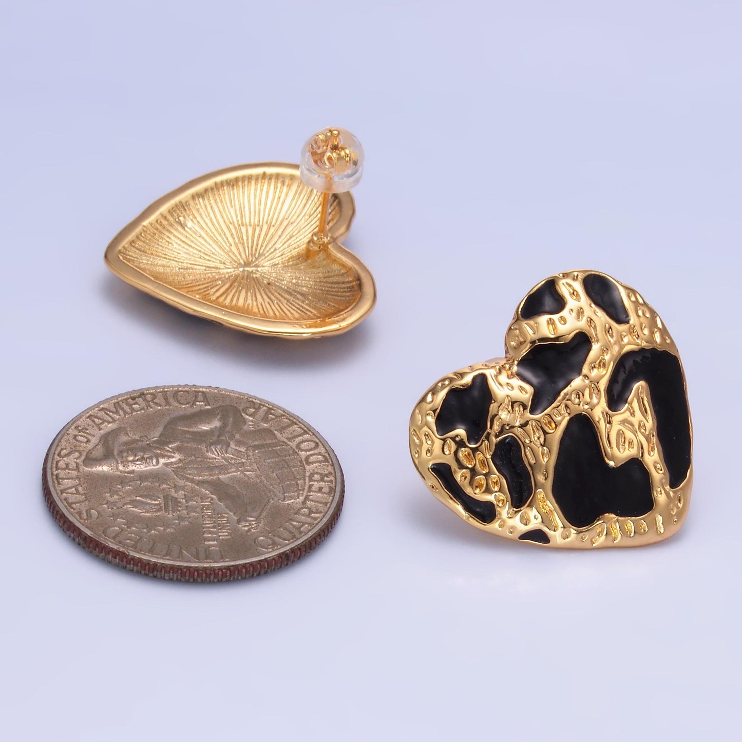 24K Gold Fill Heart Leopard Earring Medium Silver Stud Cheetah Heart Earring for Valentine Gift Idea Fashion Jewelry AB1496