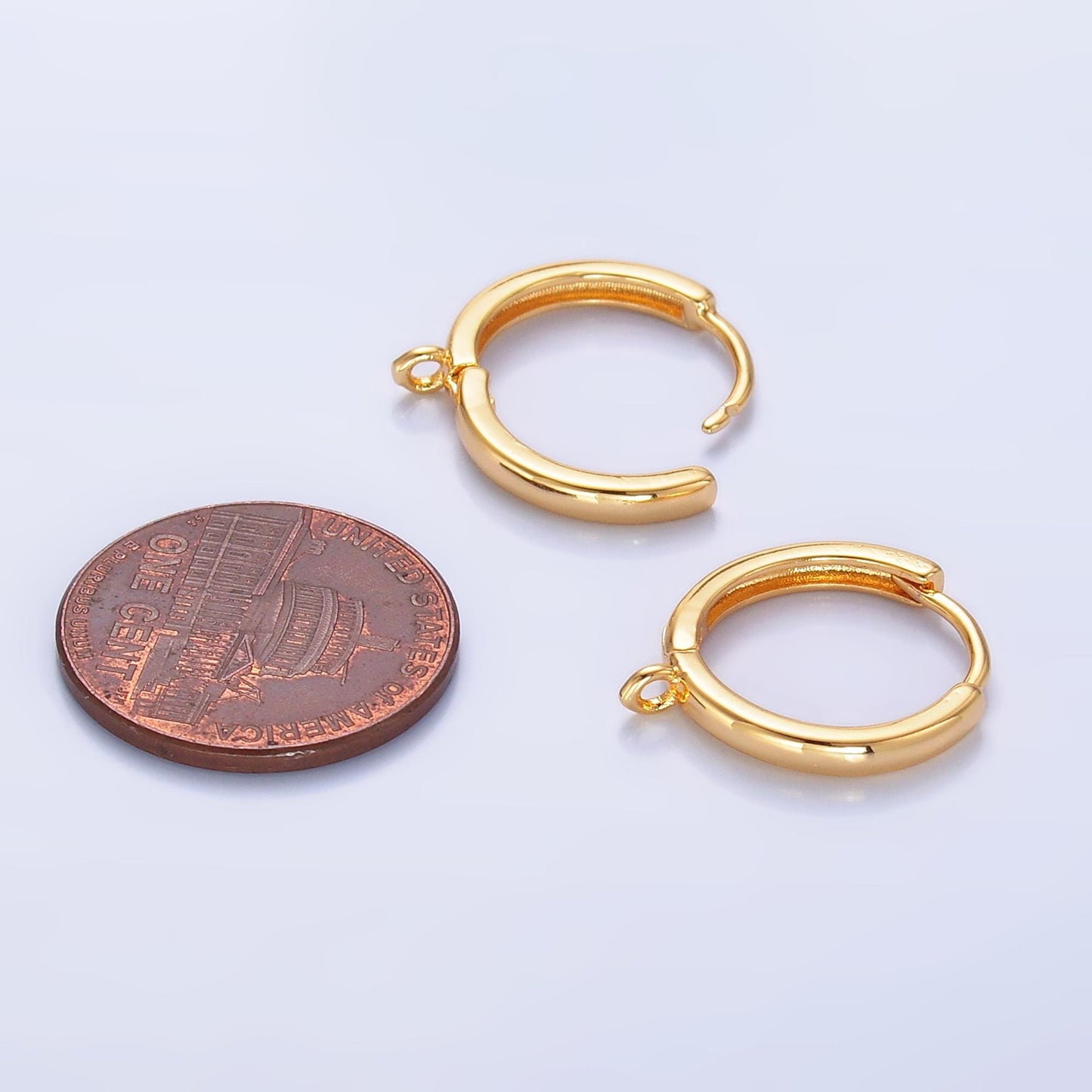 1 pair 16mm gold round huggies hoop lever back earring with Closed link for charm earring jewelry making Z-1036