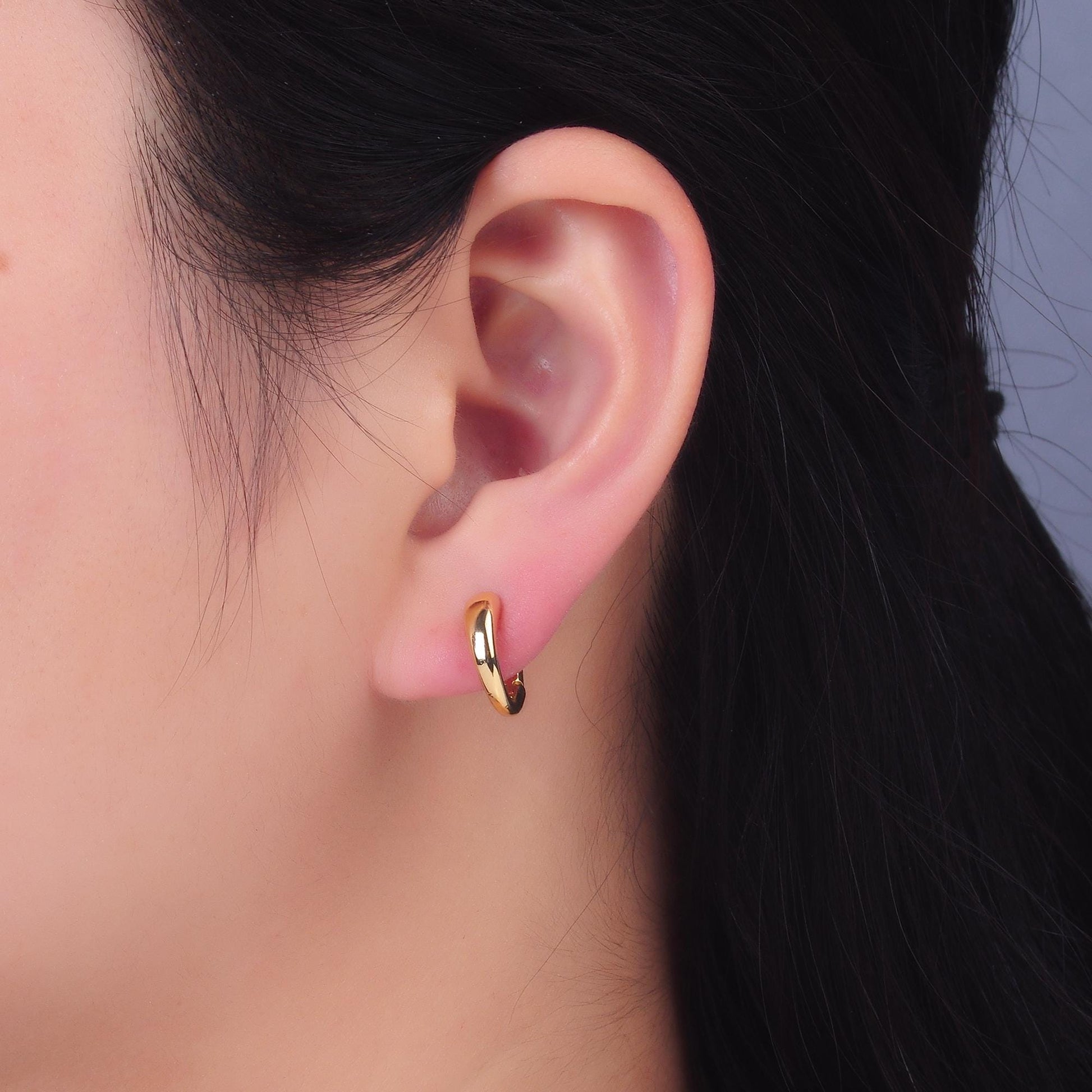 1 pair 16mm gold round huggies hoop lever back earring with Closed link for charm earring jewelry making Z-1036
