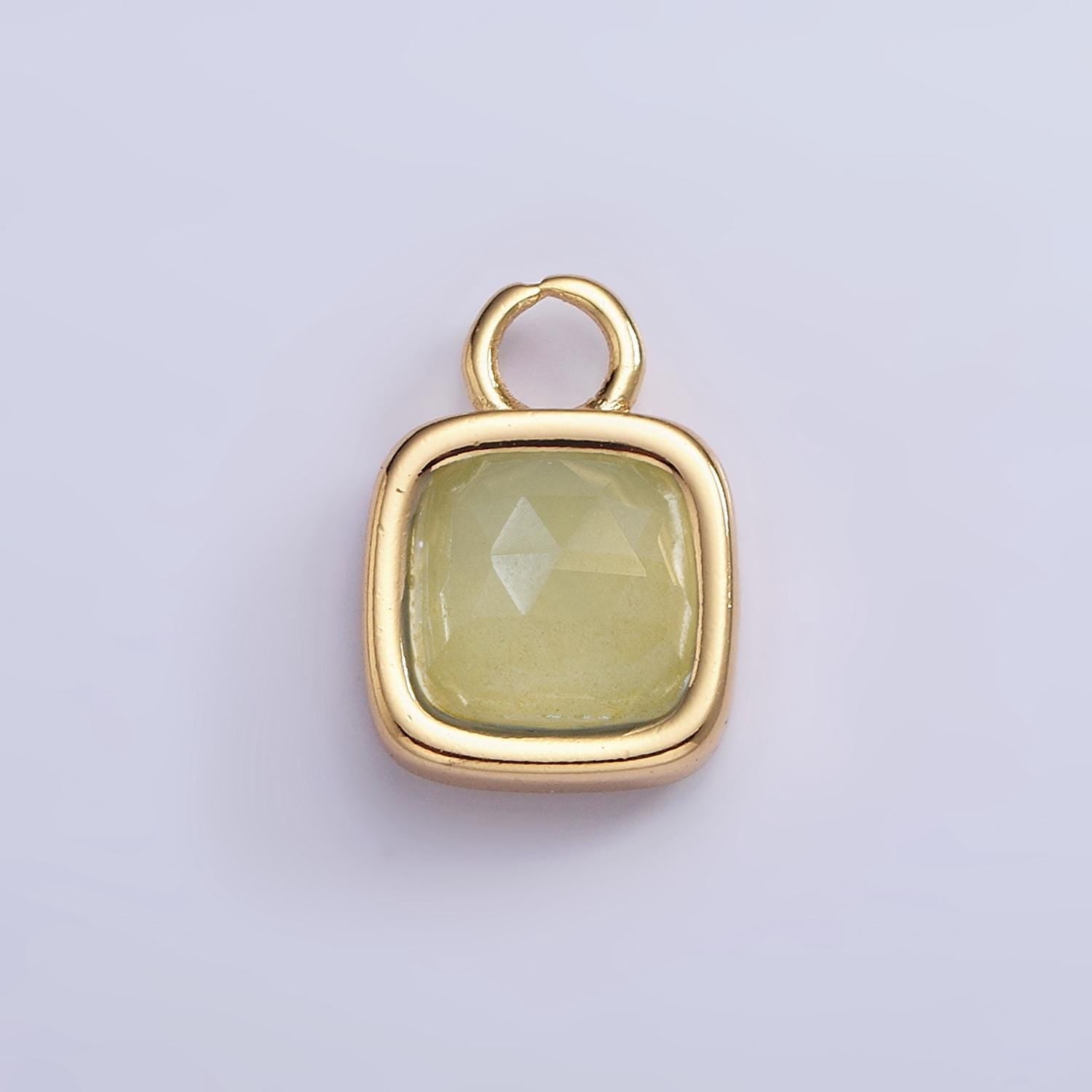16k gold filled square multifaceted natural gemstone personalized tag add-on charm birthstone charm earring bracelet supply | ac1466