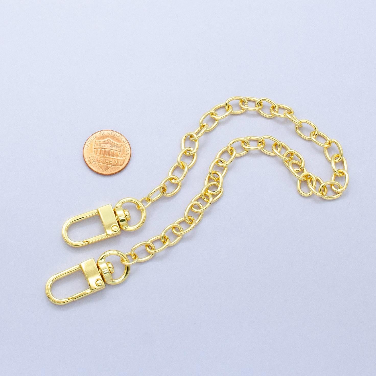 Long 24k Gold Filled Paper Clip chain 11.5 inch for Bag Charm Supply DIY Supply for Tote Purse Charm Jewelry Making WA-2761