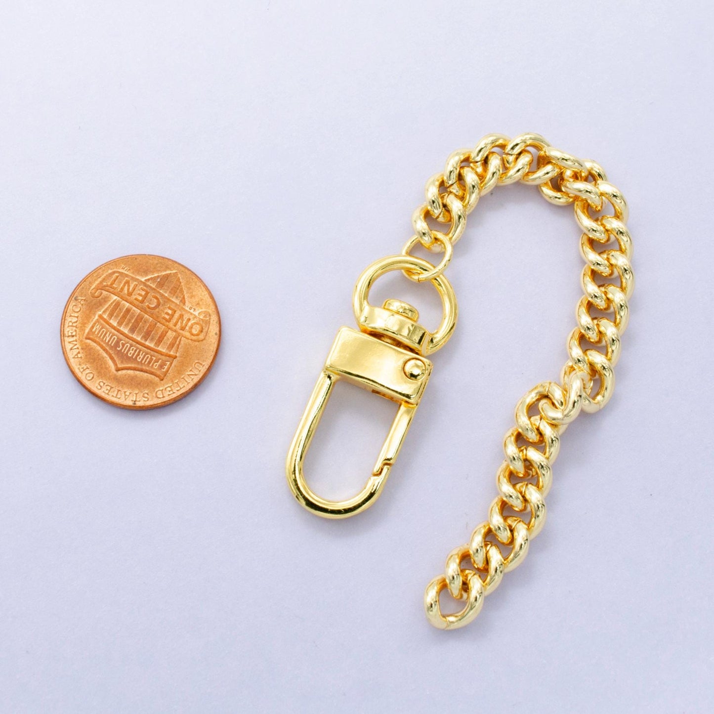 Gold Miami Cuban curb chain 5 inch for Bag Charm Supply DIY Supply for Purse Charm Jewelry Making WA-2896