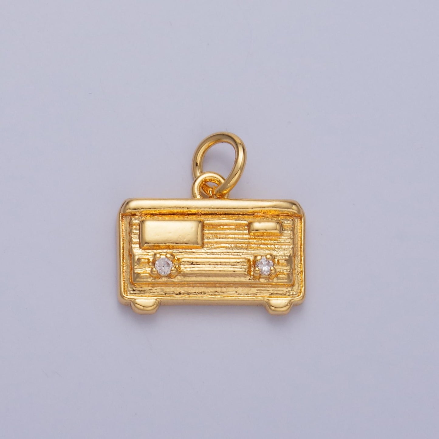 Gold Retro radio charm pendant Old School Radio charm necklace gift idea gold charm for bracelet necklace W414