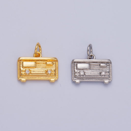 Gold Retro radio charm pendant Old School Radio charm necklace gift idea gold charm for bracelet necklace W414
