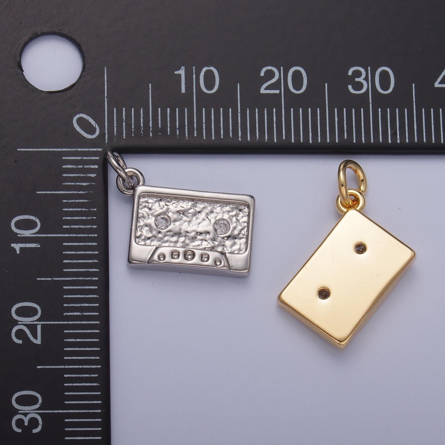 24k gold filled Cassette Tape charm pendant retro Silver Tape charm necklace gift idea gold charm for bracelet necklace W415