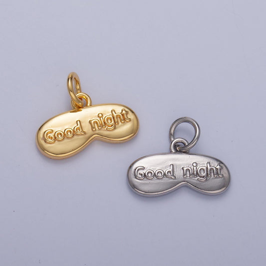 Mini Gold Sleep Mask Charm for Silver Good Night Sleep Blackout Eye Mask Pendant for Bracelet Necklace Earring Supply W416