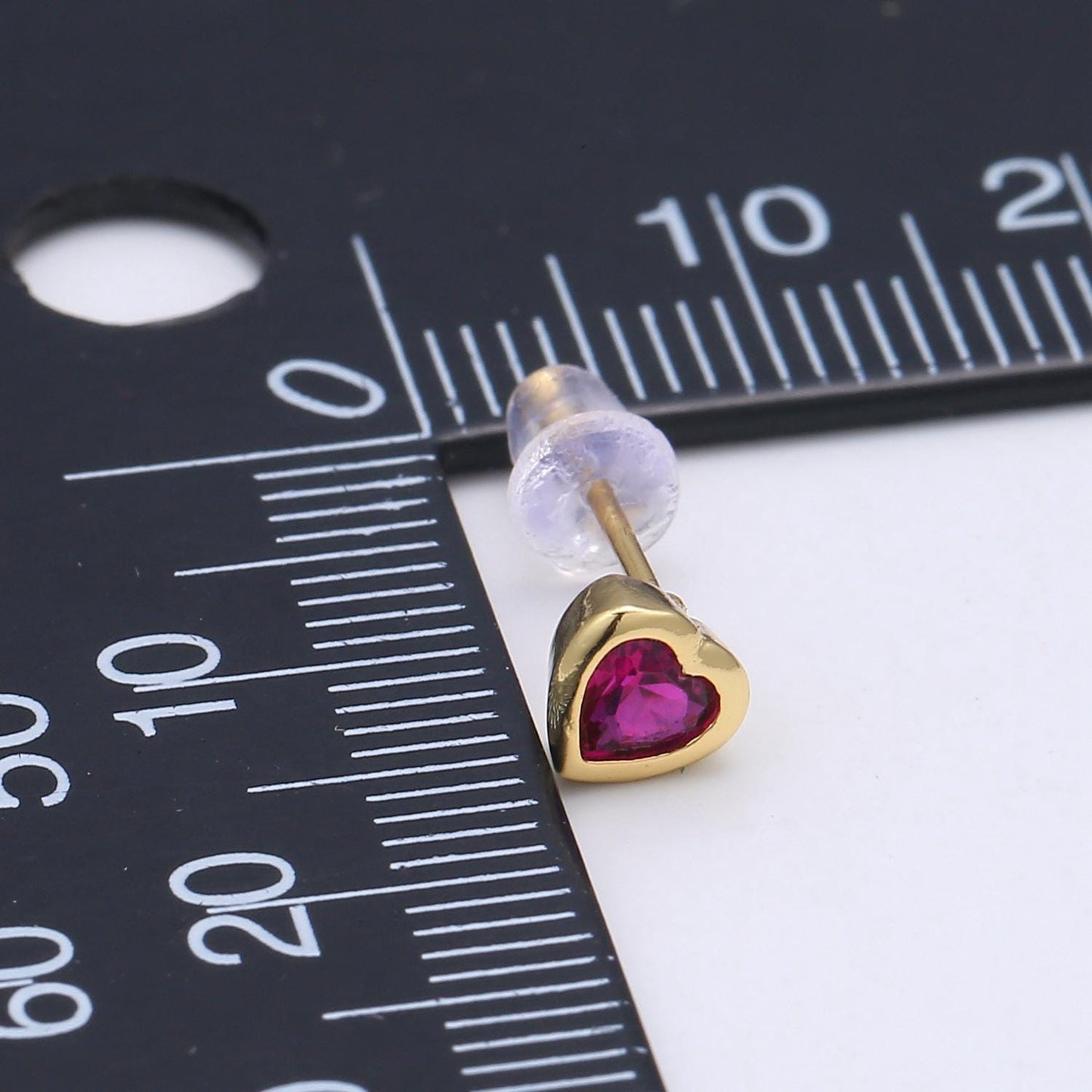 1x tiny heart cz plain bezel set earrings, 14k gold earring, tiny studs, minimal earring, gold cz stud earring