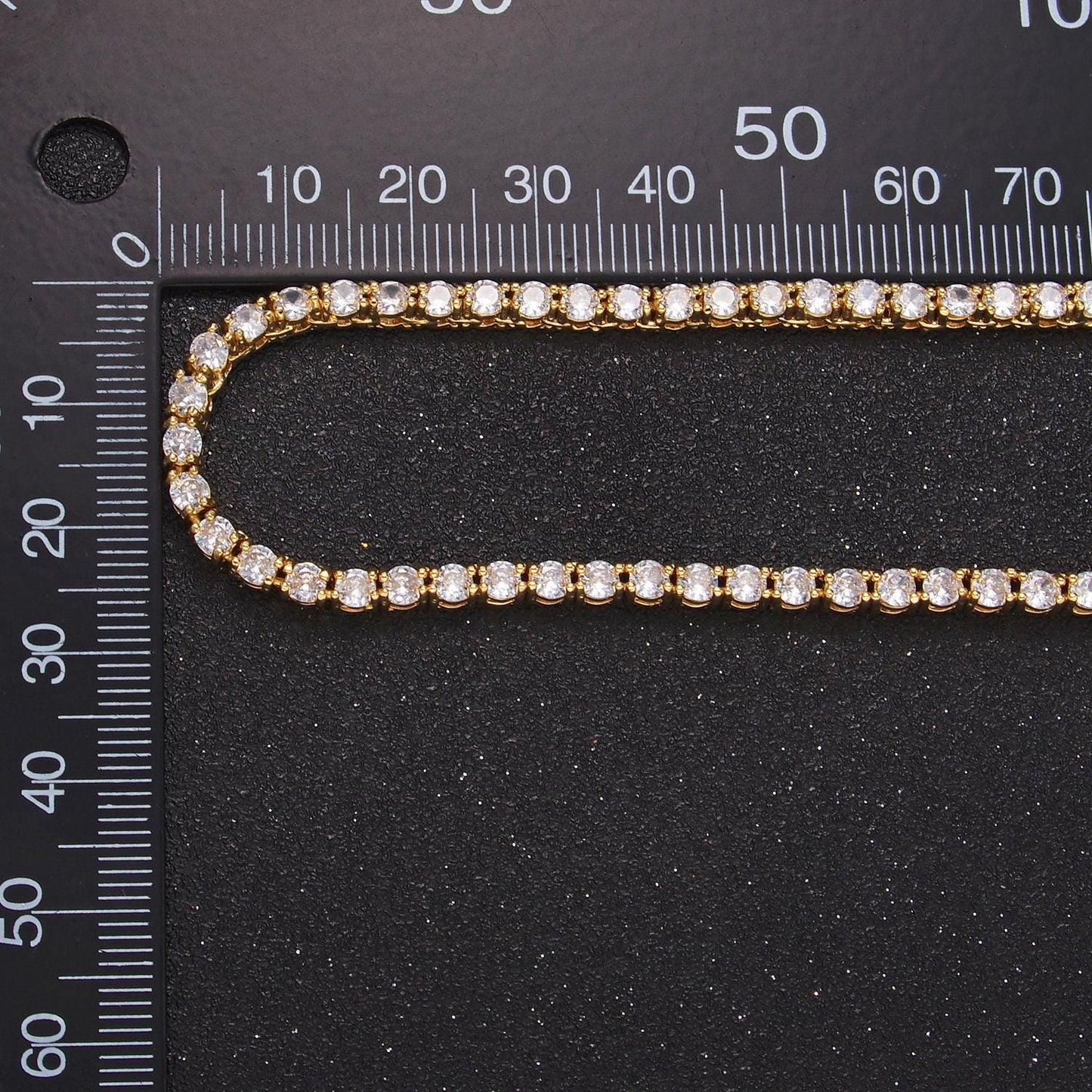 24k gold filled tennis choker necklace CZ diamond tennis necklace Clear cubic zirconia stones 17 inch Long | WA2661