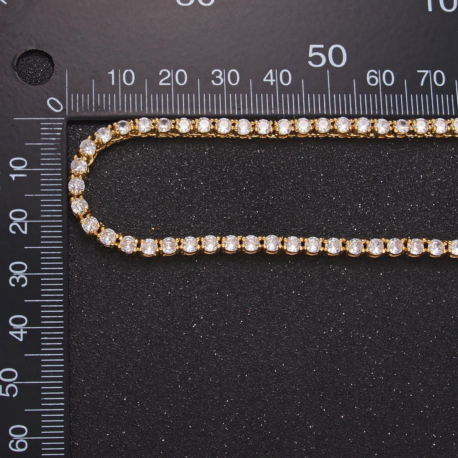 24k gold filled tennis choker necklace CZ diamond tennis necklace Clear cubic zirconia stones 17 inch Long | WA2661
