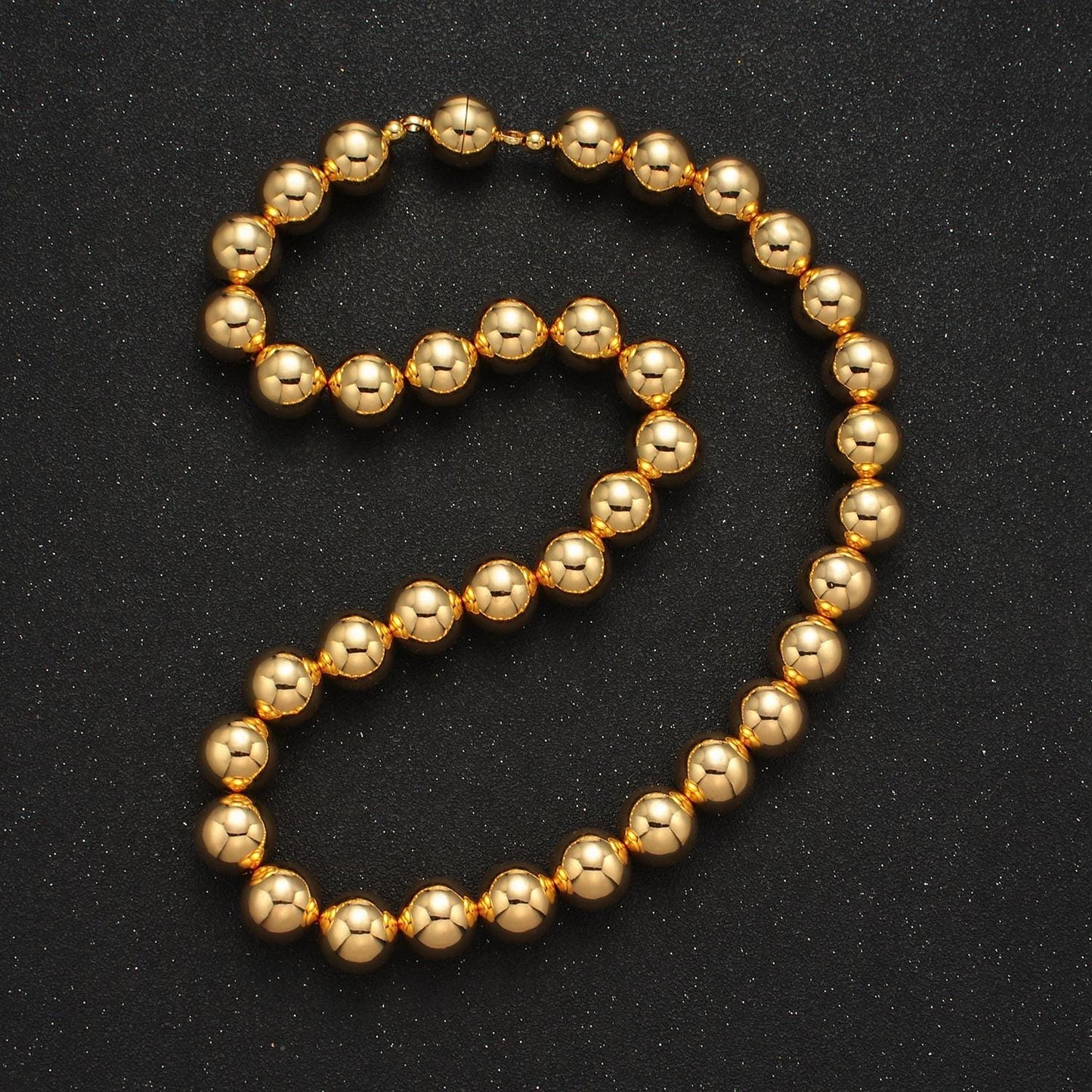 Big Bold Ball Beaded Necklace Chunky Statement necklace Chain layering Magnetic Closure 18.5 Inch Necklace WA2635
