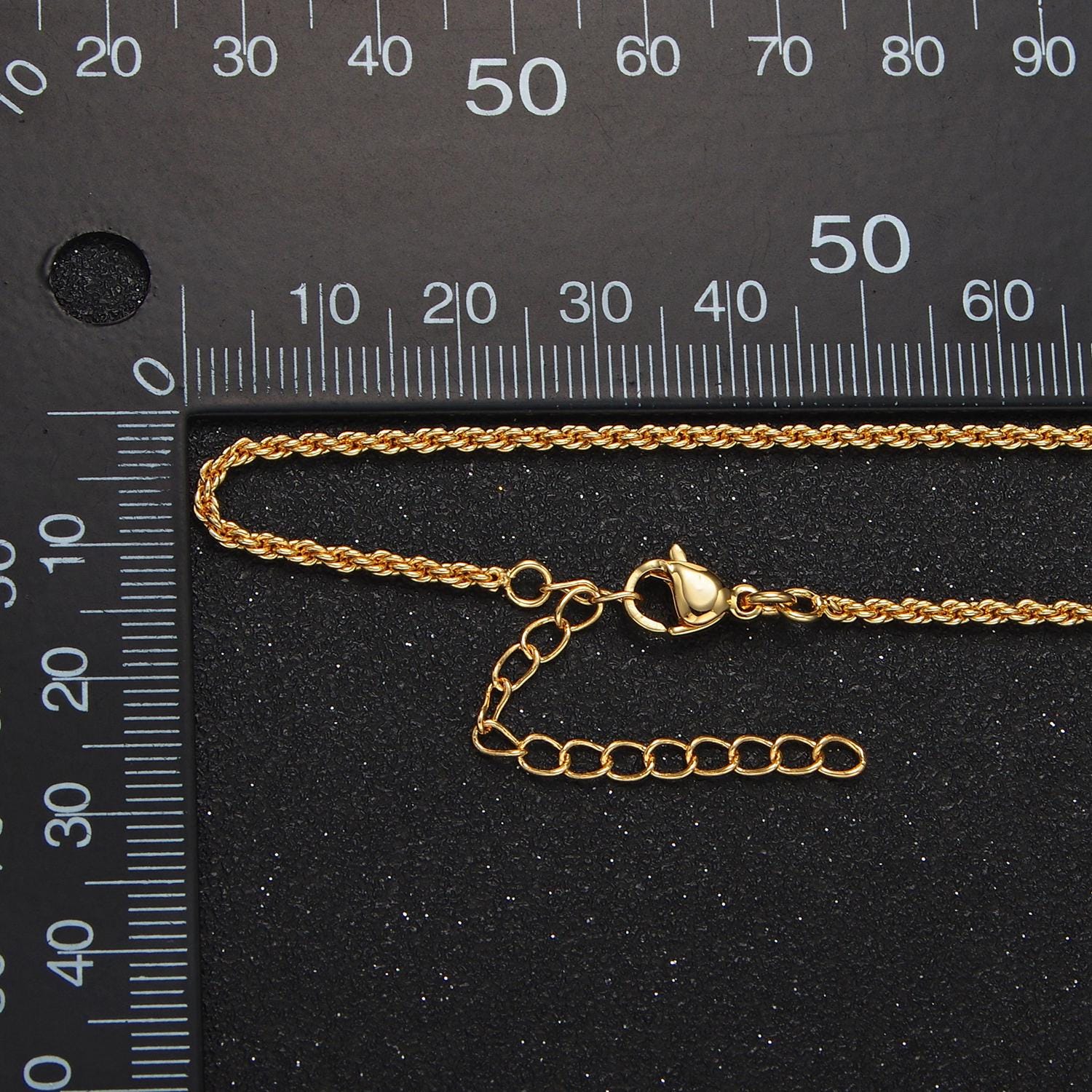 24k gold filled 1.9mm rope 17.7 inch layering chain necklace | WA-2642