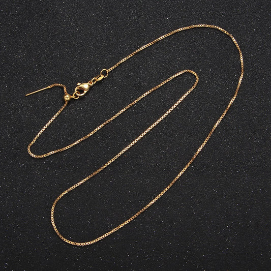 Dainty Box Chain adjustable necklace ready to wear 24k gold filled necklace dainty chain for jewelry making with pendant charm WA2643