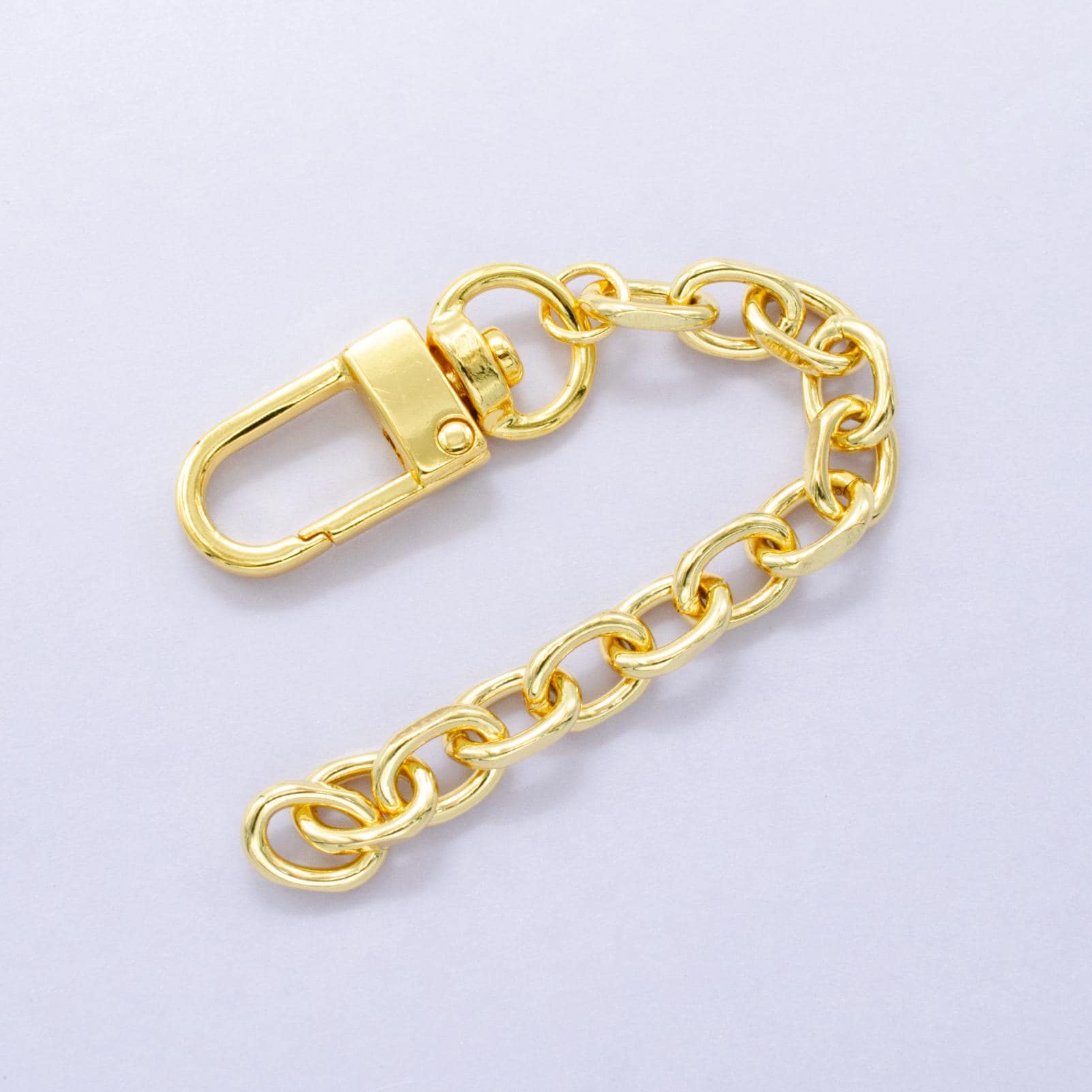 24K Gold Filled 5-Inch Cable Chain Bag Purse Charm Swivel Keychain Findings | WA-2898