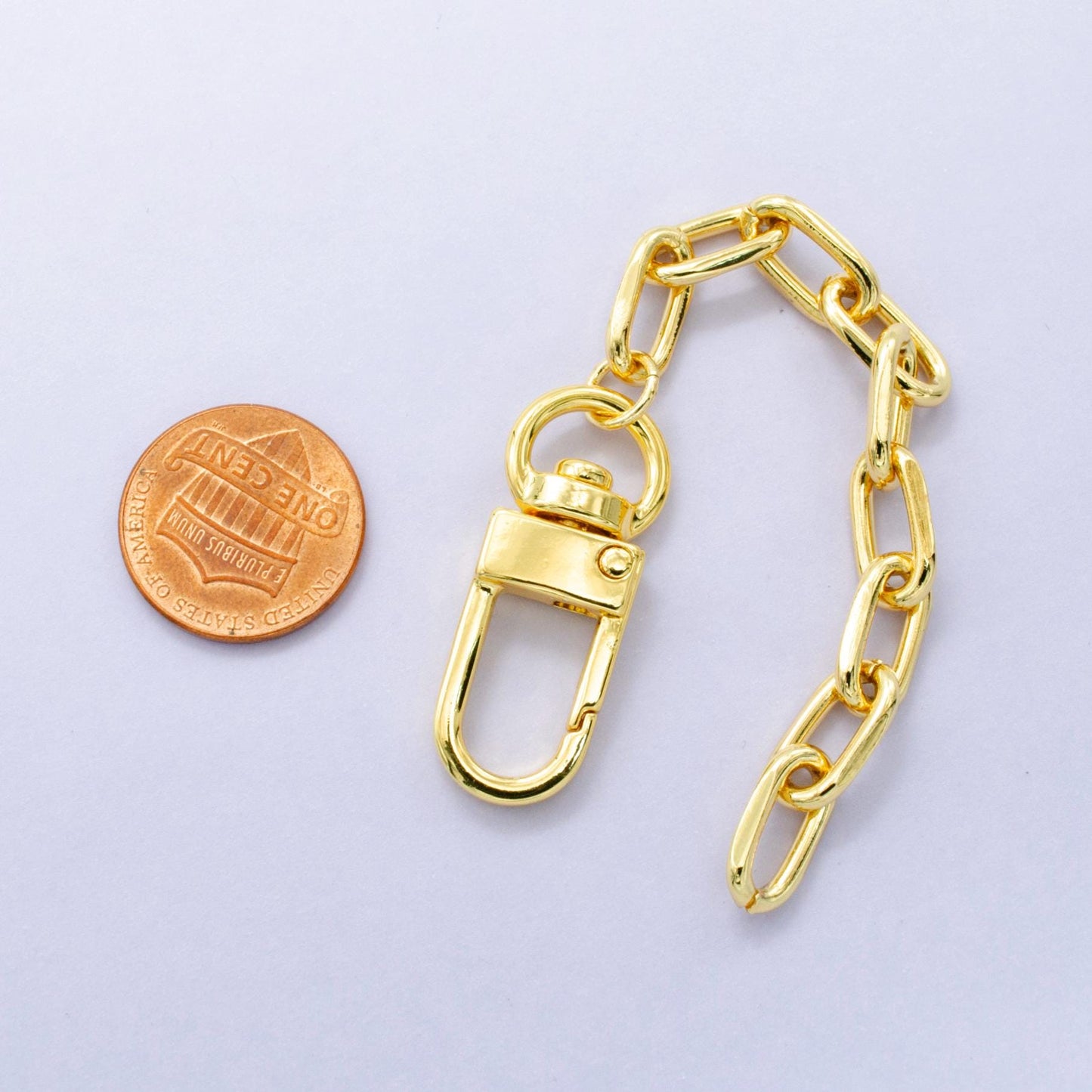 24K Gold Filled 5-Inch Oval Paper Clip Chain Bag Purse Charm Swivel Keychain Findings | WA-2899