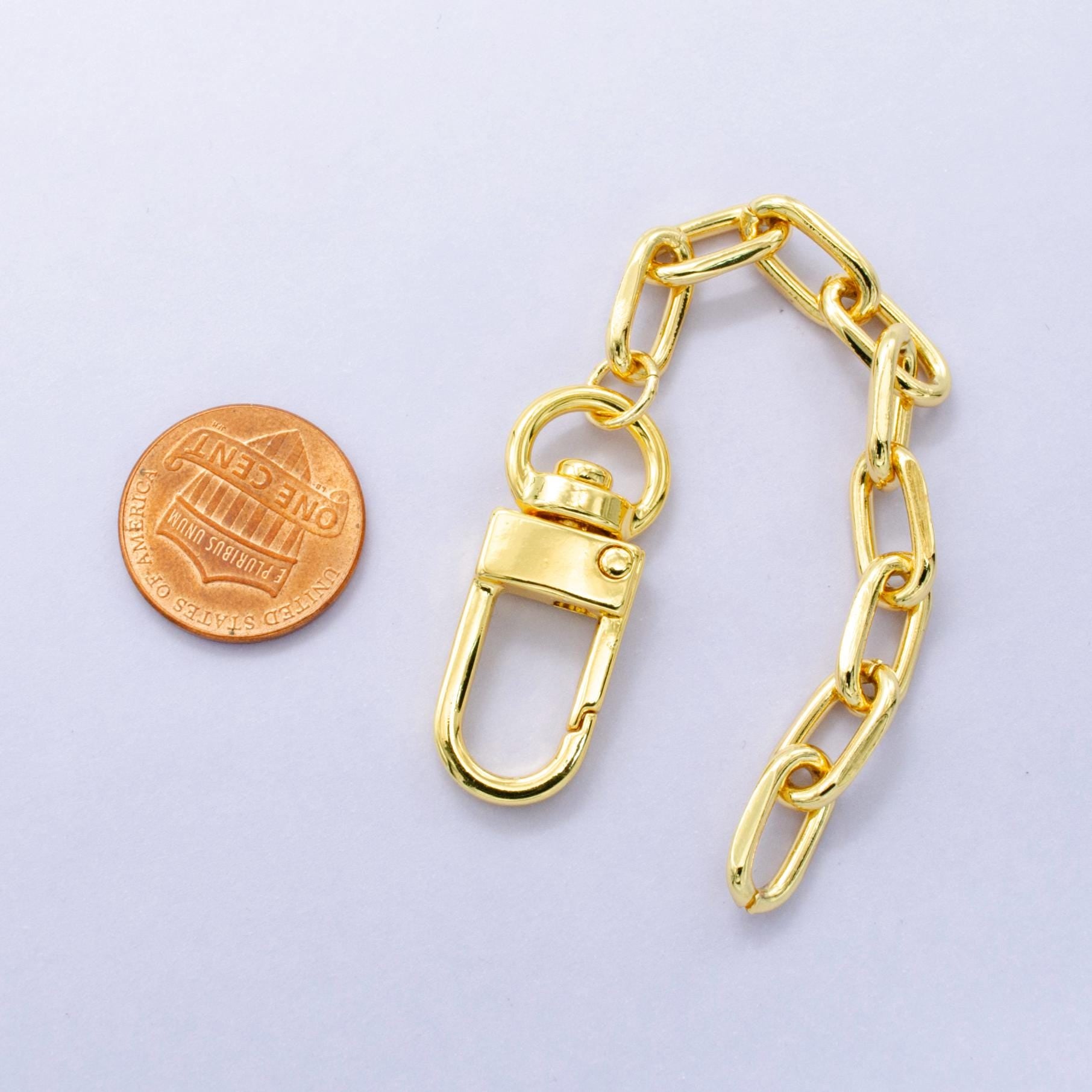 24K Gold Filled 5-Inch Oval Paper Clip Chain Bag Purse Charm Swivel Keychain Findings | WA-2899