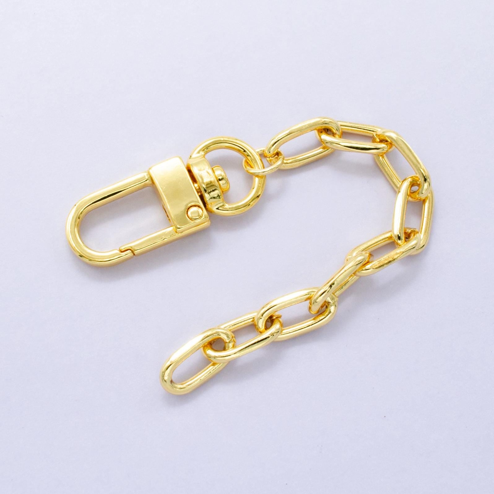 24K Gold Filled 5-Inch Oval Paper Clip Chain Bag Purse Charm Swivel Keychain Findings | WA-2899