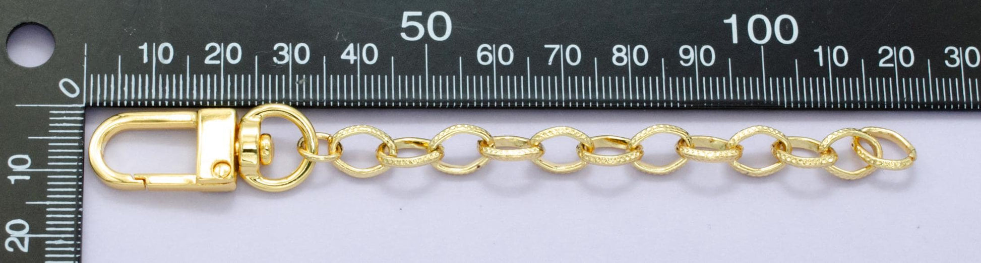 24K Gold Filled 5-Inch Textured Cable Chain Bag Purse Charm Swivel Keychain Findings | WA-2901