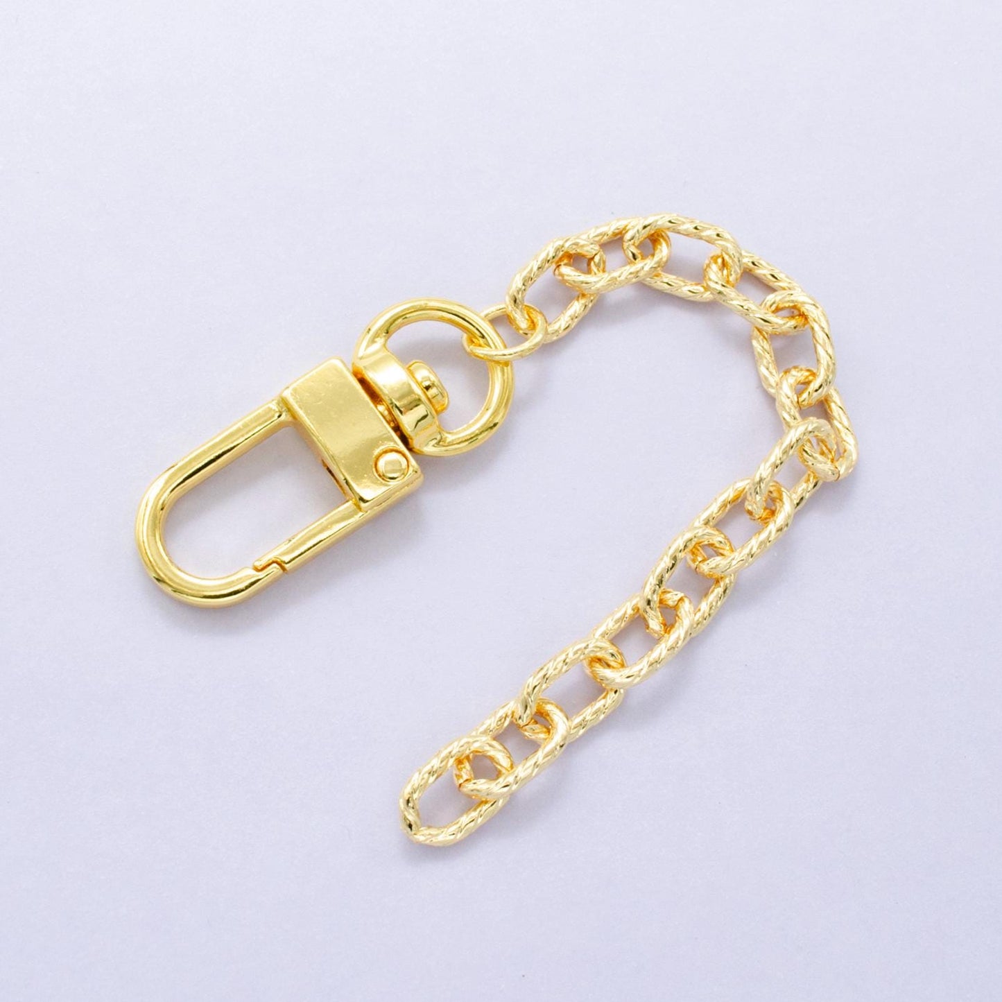 24K Gold Filled 5-Inch Lined Paperclip Chain Bag Purse Charm Swivel Keychain Findings | WA-2902
