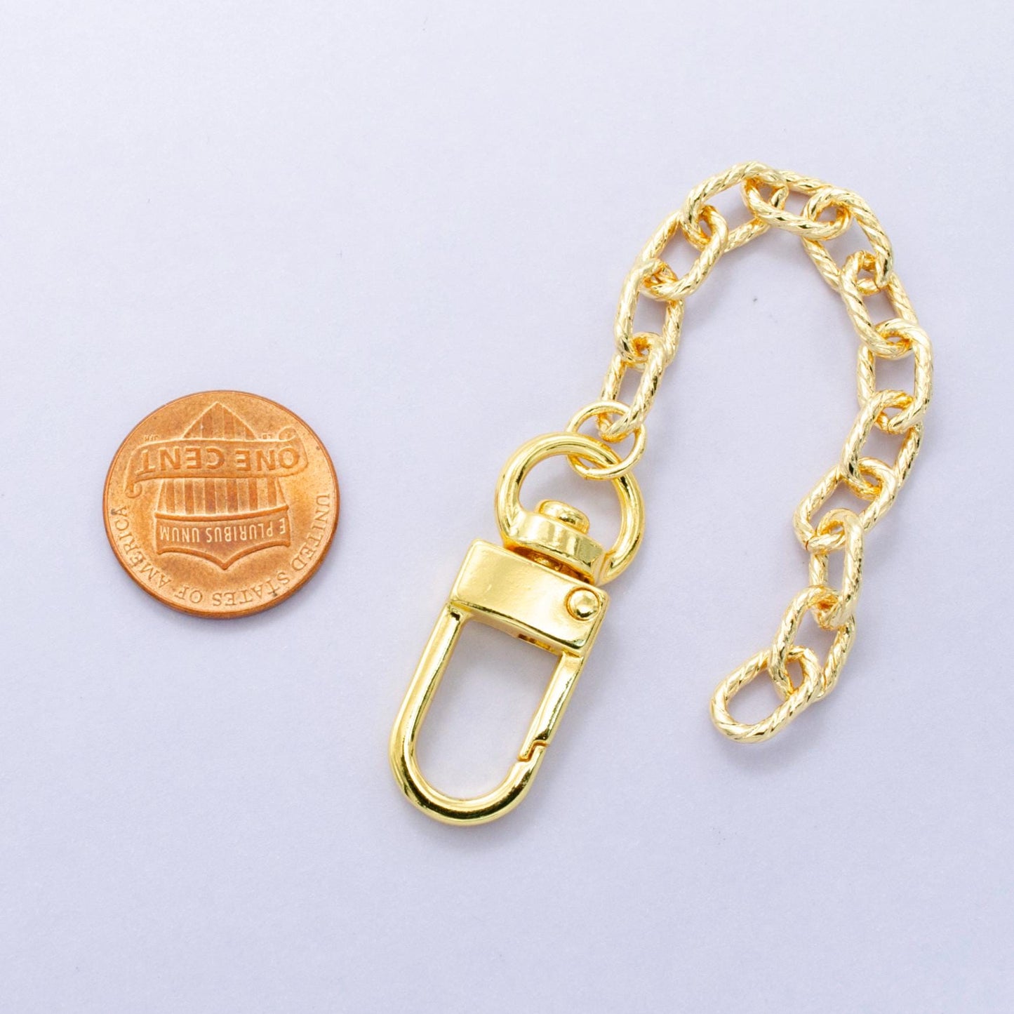 24K Gold Filled 5-Inch Lined Paperclip Chain Bag Purse Charm Swivel Keychain Findings | WA-2902