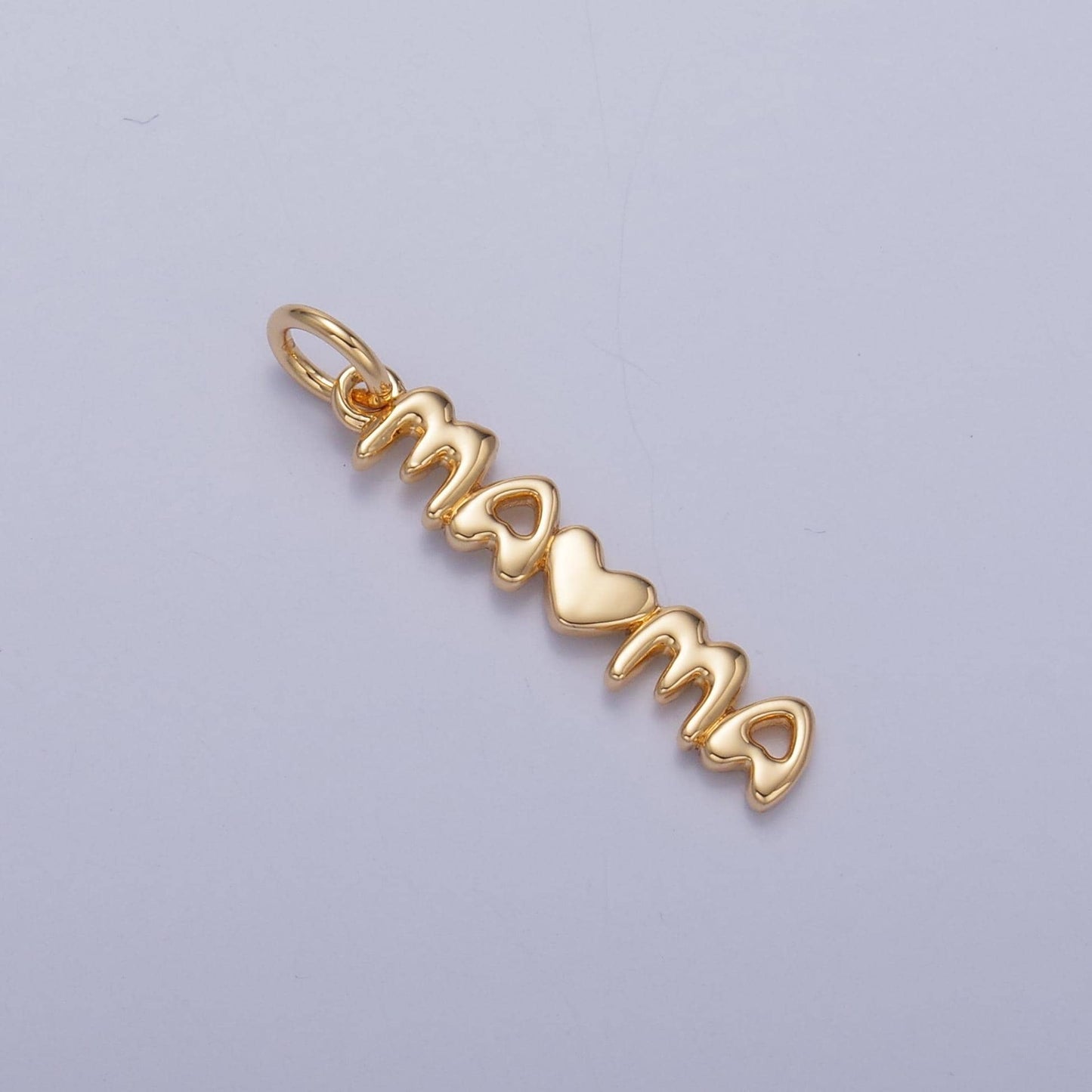24k gold filled mama Charm Heart Love Mother script sideway charm for bracelet necklace component add on charm | W788