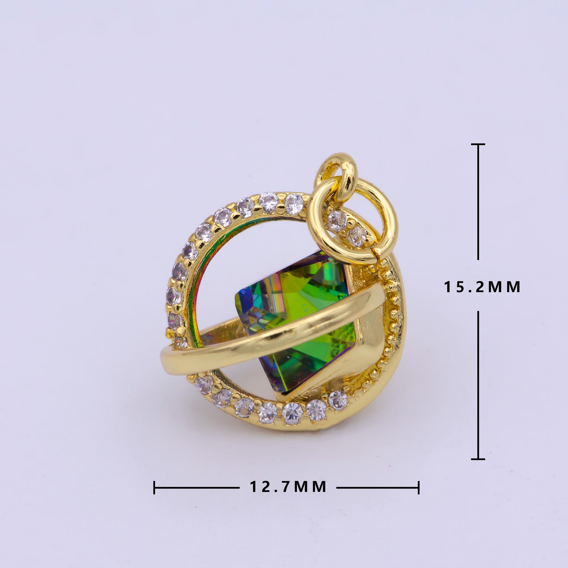 14K Gold Filled Celestial Orbz Planet Micro Paved CZ AB Stone Color | M-845
