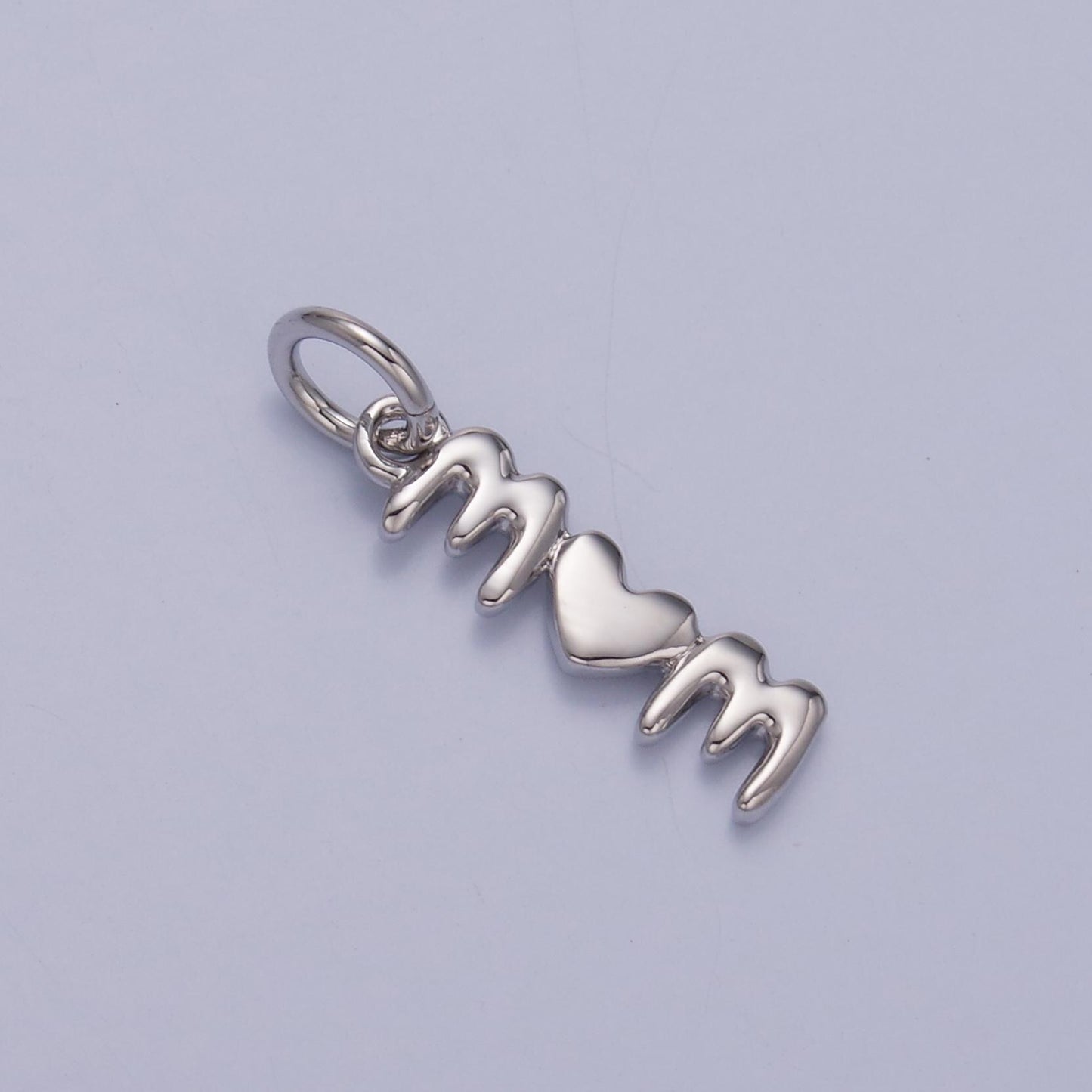 24k gold filled mom Charm Heart Love Mother script sideway charm for bracelet necklace component add on charm | W789