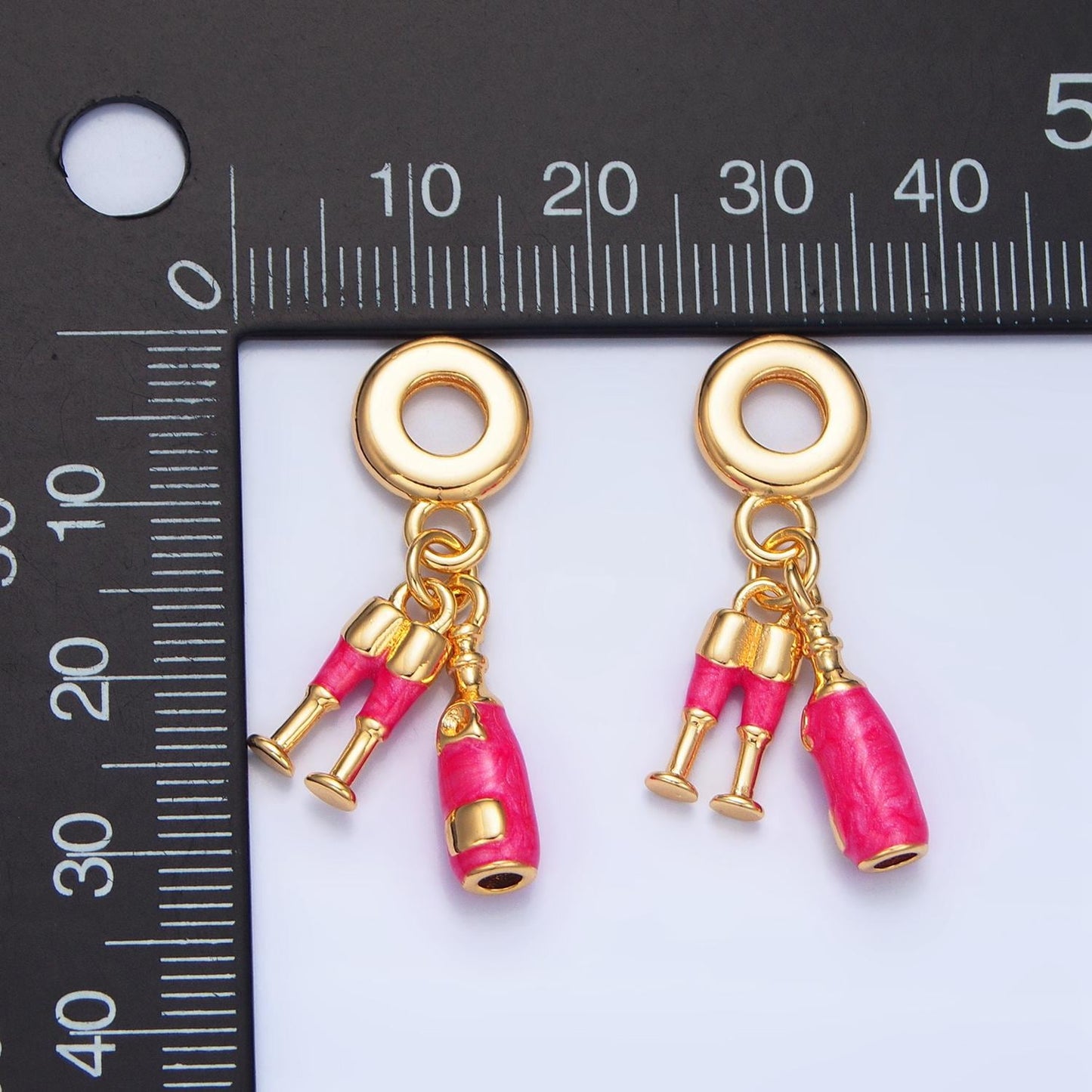 24 gold filled pink wine bottle charm champagne bottle rondelle bail drop pendant bracelet | x781
