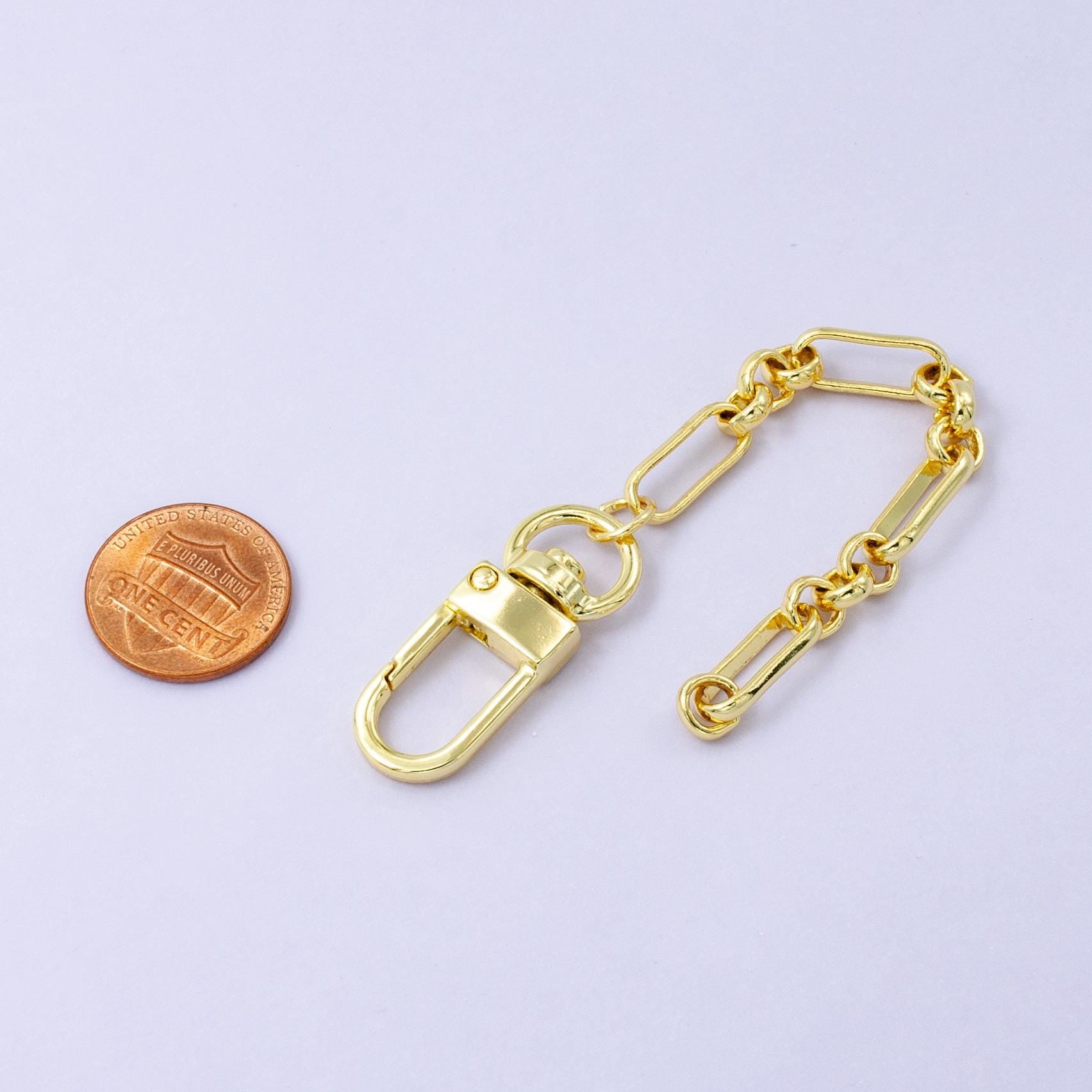 Bold 24k Gold Filled Figure 8 chain 5 inch for Bag Charm Supply DIY Supply for Purse Charm Jewelry Making WA-2757