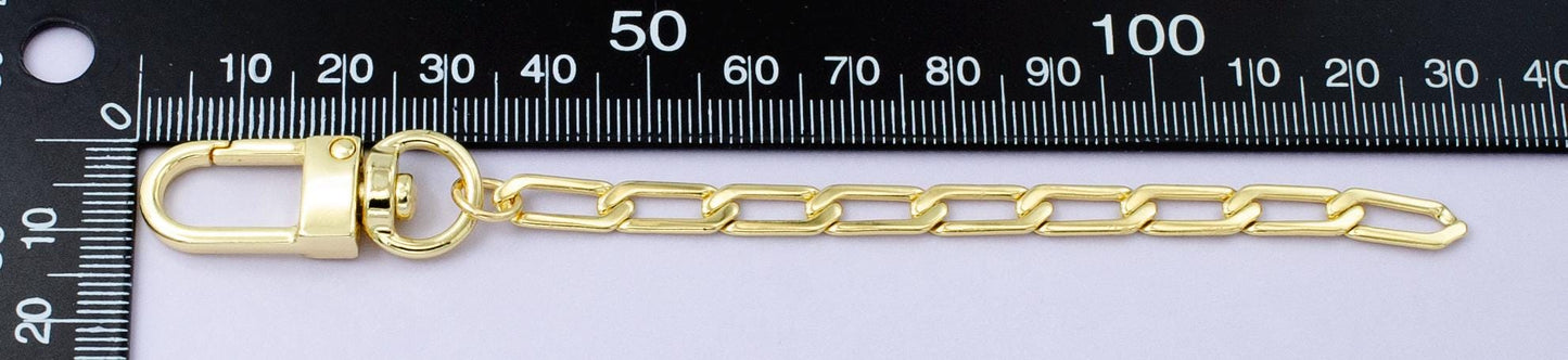 Modern 24k Gold Filled Paper Clip chain 5 inch for Bag Charm Supply DIY Supply for Purse Charm Jewelry Making WA-2759