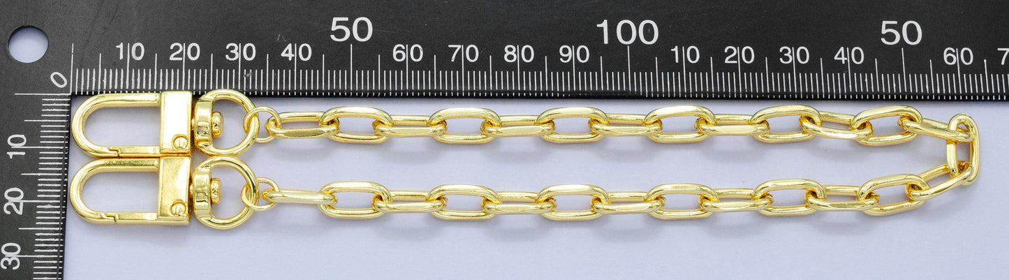 Long 24k Gold Filled oval Paper Clip chain 11.5 inch for Party Bag Charm Supply DIY Supply for Tote Purse Charm Jewelry Making WA-2930
