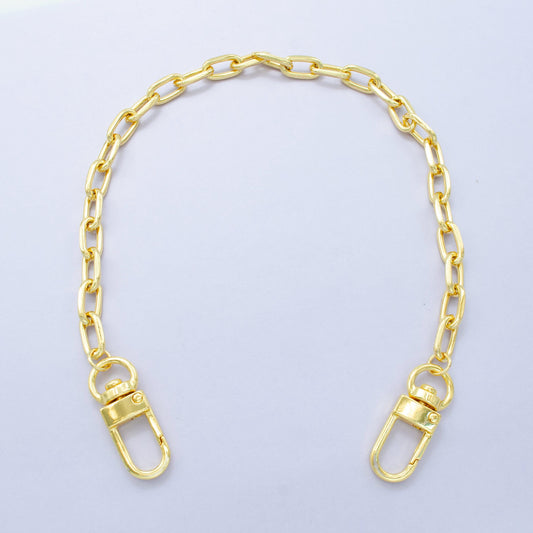 Long 24k Gold Filled oval Paper Clip chain 11.5 inch for Party Bag Charm Supply DIY Supply for Tote Purse Charm Jewelry Making WA-2930