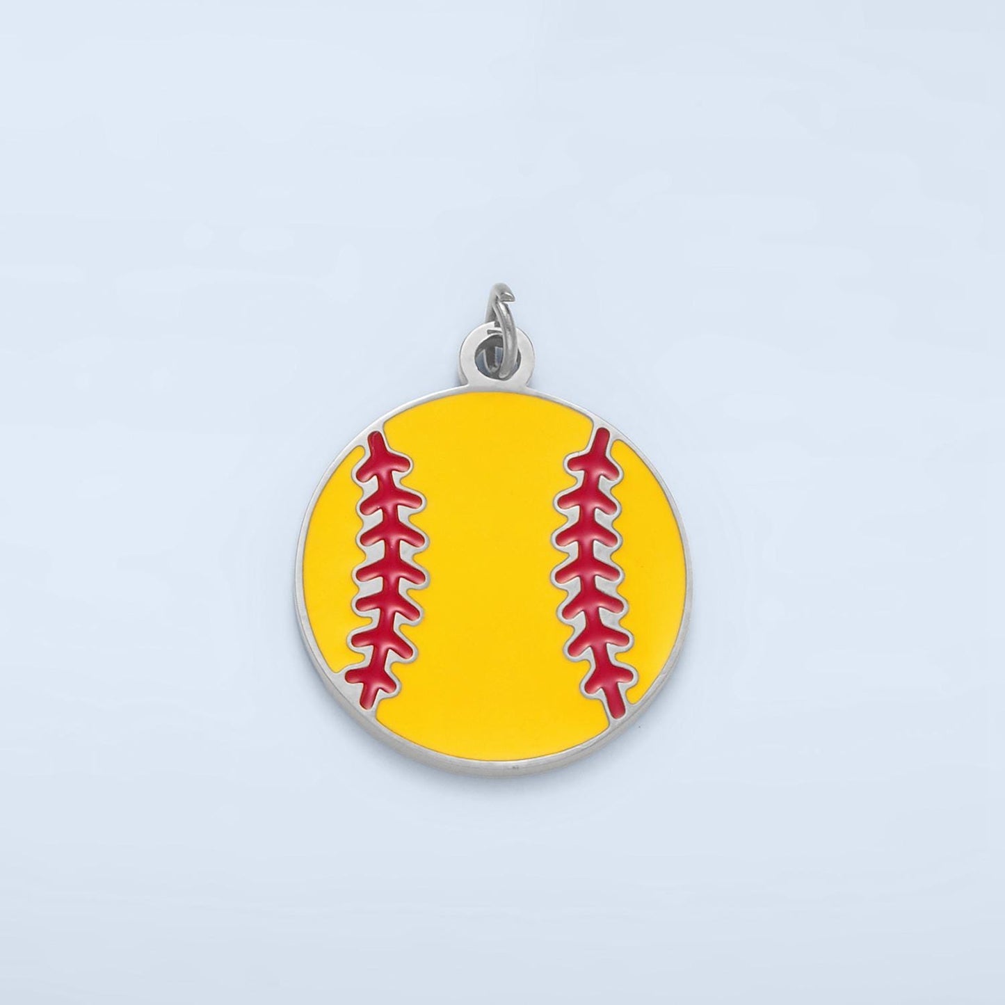 Dainty softball charm gold stainless steel sports pendant for bracelet necklace charm supply p125
