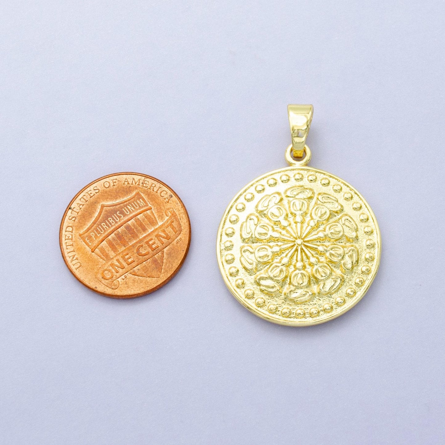 24k gold filled round coin medallion Abstract sunburst charm necklace, geometric celestial jewelry supply AA1448