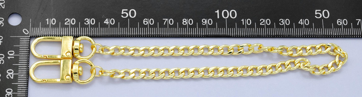 Long 24k Gold Filled Curb chain 11.5 inch for Party Bag Charm Supply DIY Supply for Tote Purse Charm Jewelry Making WA-2939