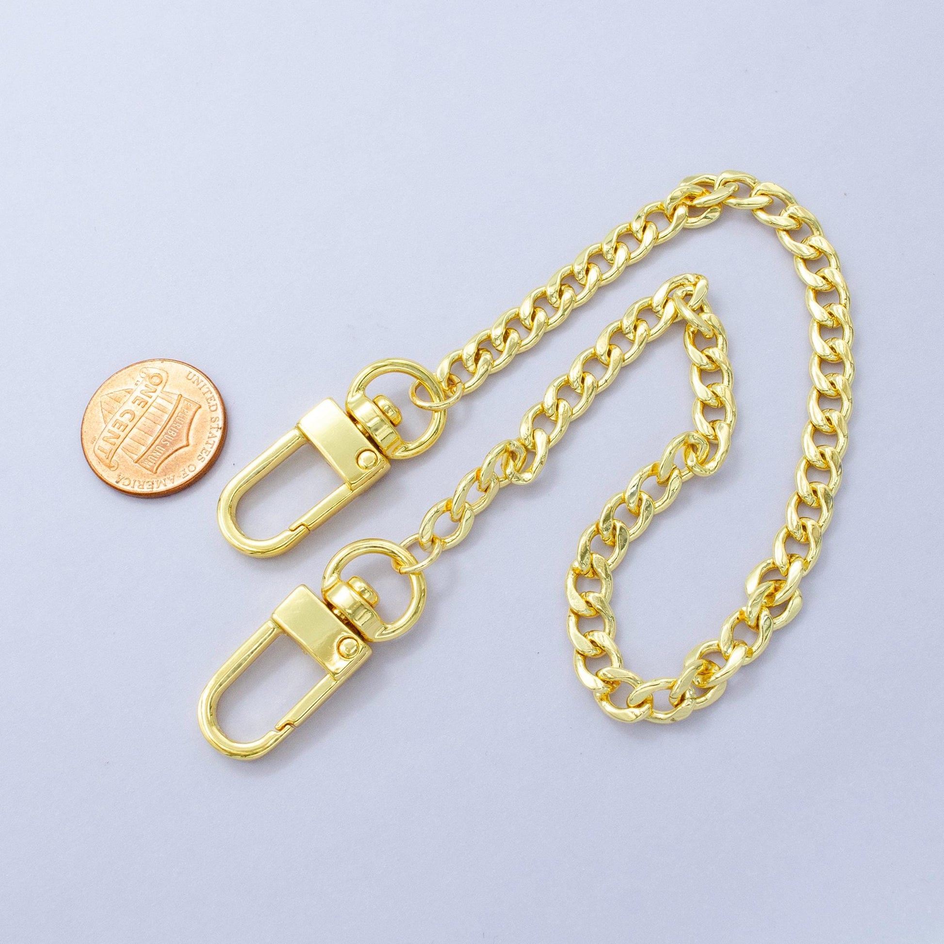 Long 24k Gold Filled Curb chain 11.5 inch for Party Bag Charm Supply DIY Supply for Tote Purse Charm Jewelry Making WA-2939