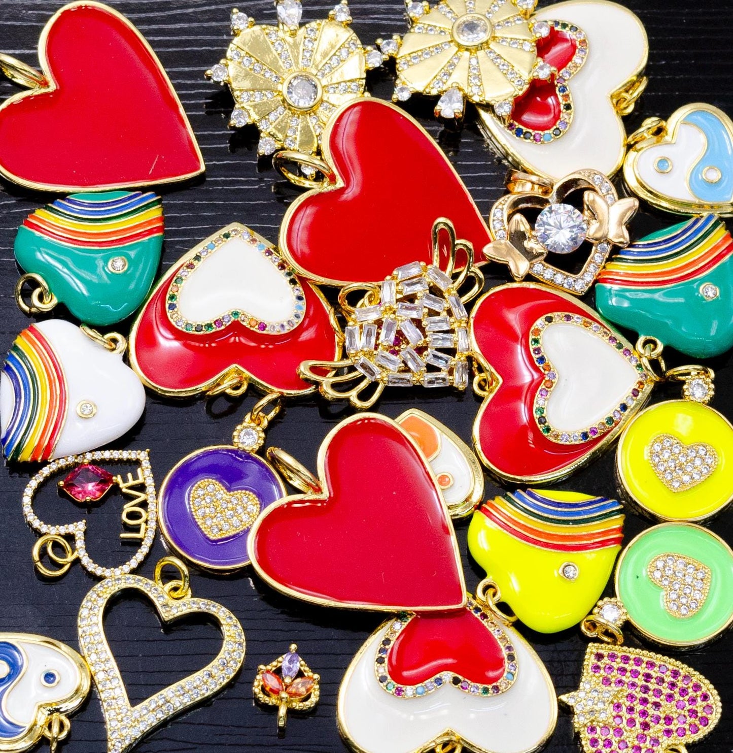 Random Mix Charm Bar Supply 14k Gold Filled Charm Assorted Charm Enamel Micro Pave CZ for Charm Bar Party Supplies Mix Pendants Fun DIY