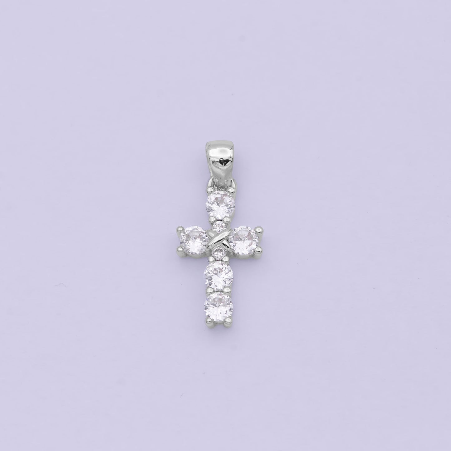 Mini Cross Charms with clear CZ 24k Gold Filled Cross Charms, Zircon Tiny Cross Charm, Religious Bracelet Necklace Earring add on Charm h104
