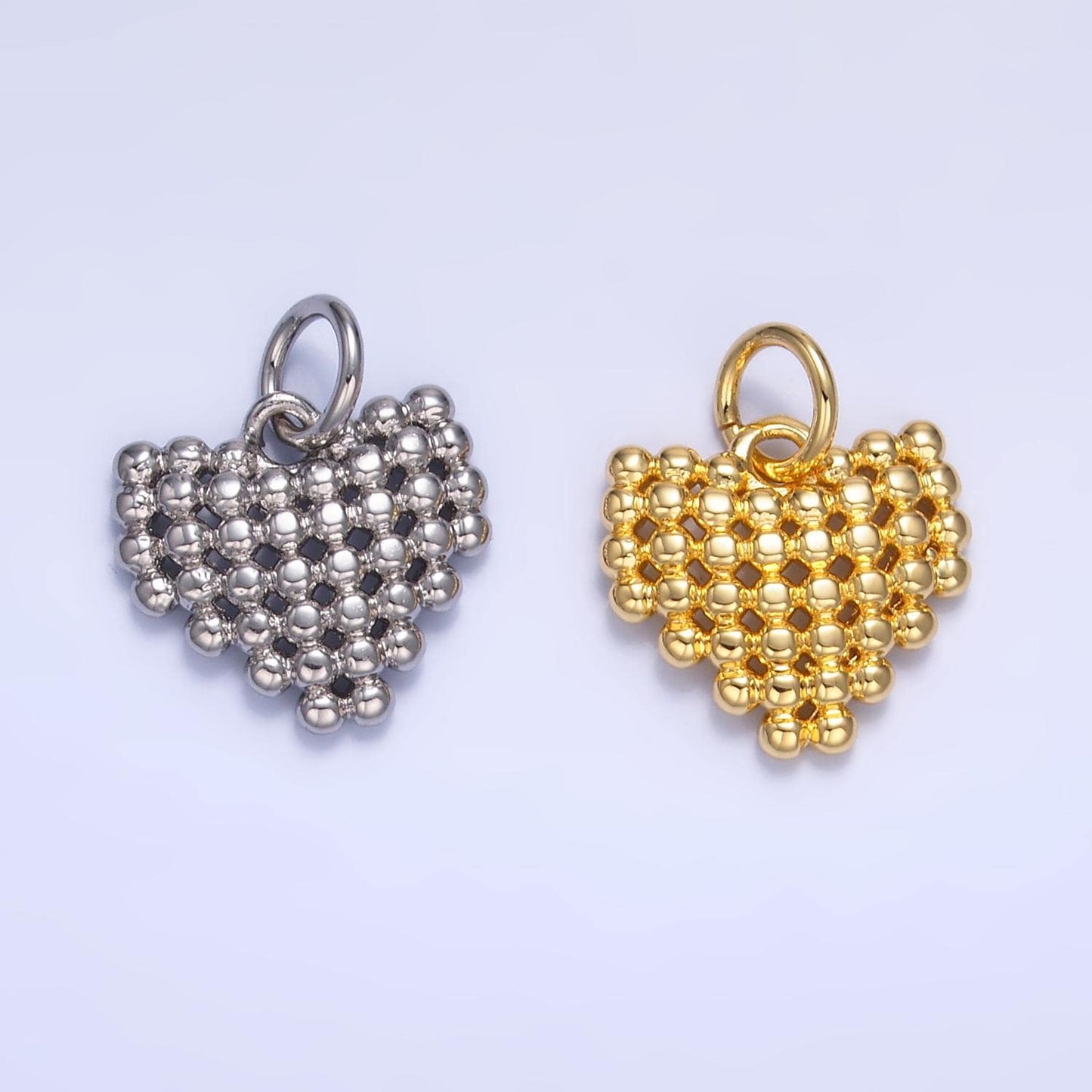 Mini Ball Beaded heart Charm minimalist gold filled charm | W785